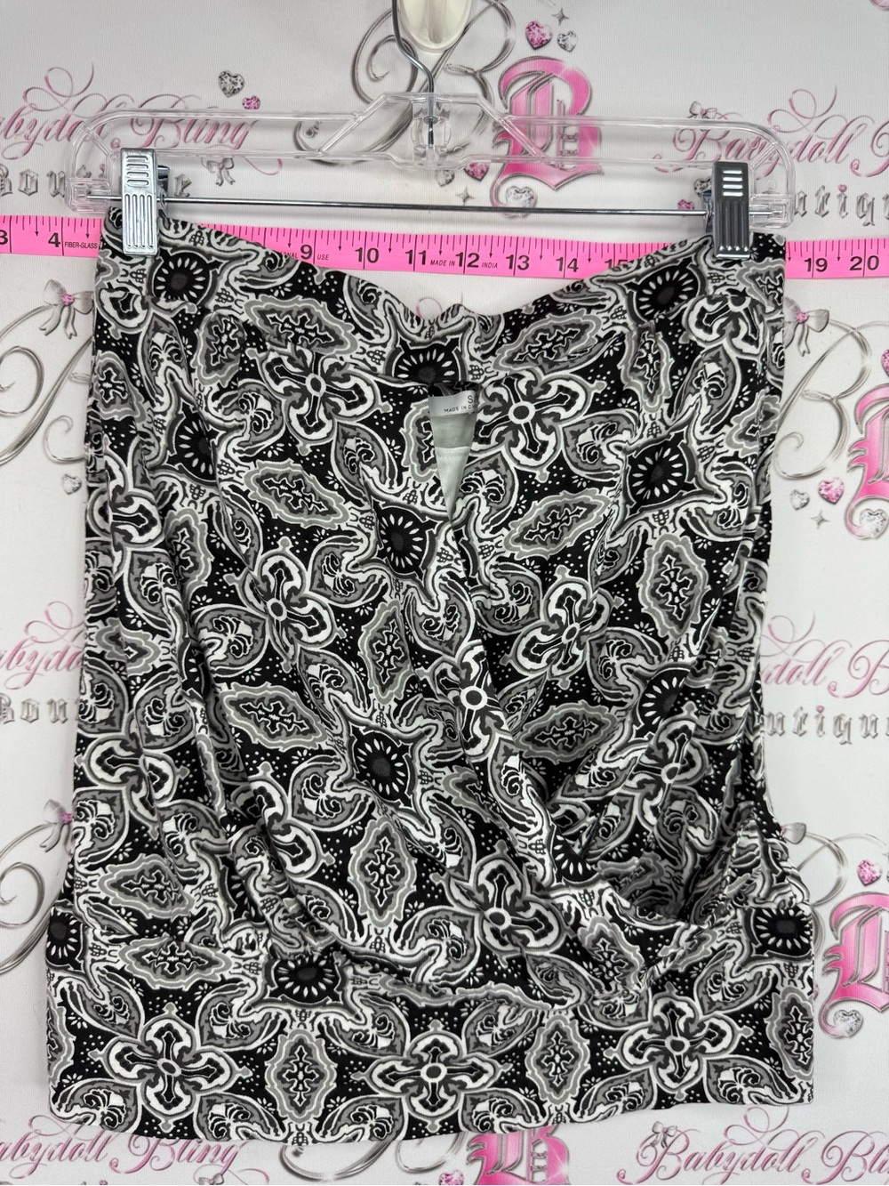 Old Navy strapless top tank y2k Black and White Paisley Tank Top
